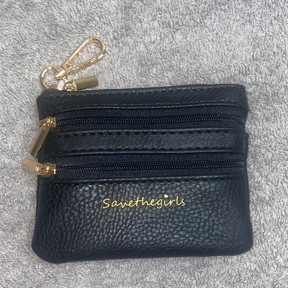 Save The Girls Handbags - 🪼Black wallet with gold details and 3 zipper spots and a pouch on the back!